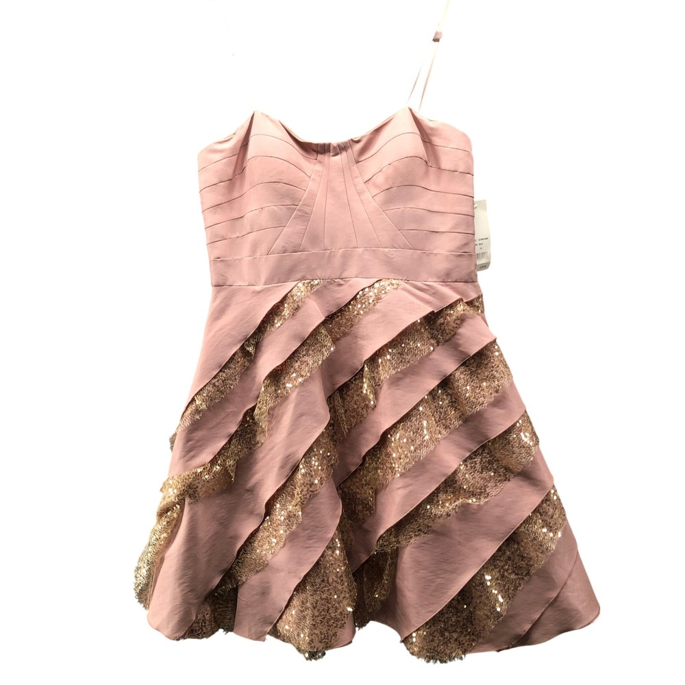 NWT Hailey Adrianna Papell Sleeveless Party Dress 12 Pink Ruffle Mini Prom